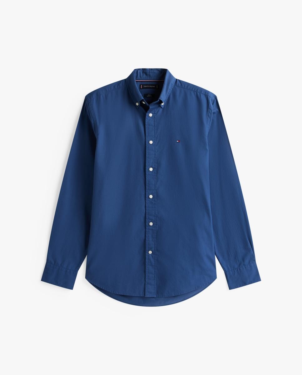 Camisa de Popelina Lisa Azul-índigo-4
