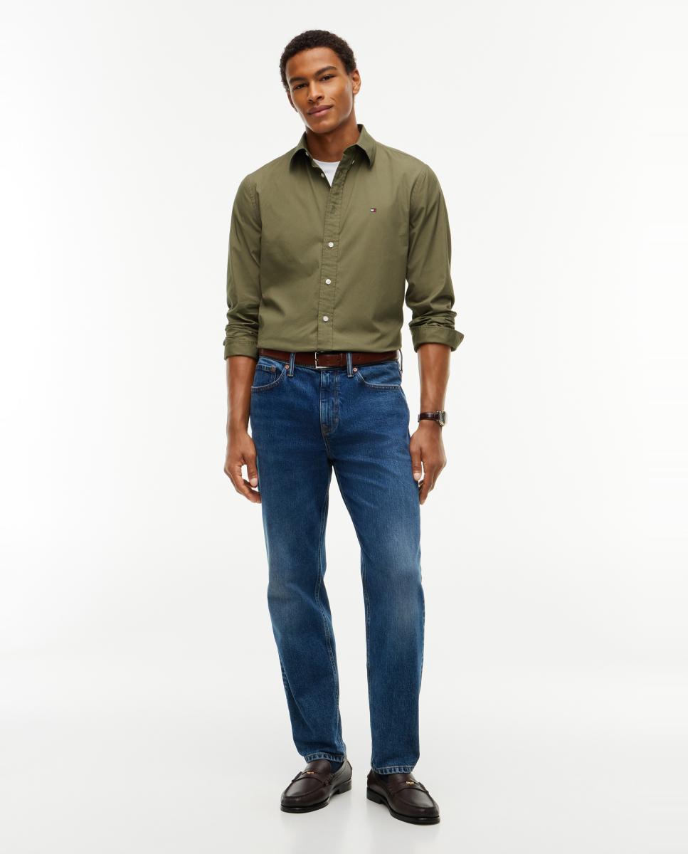 Camisa de Popelina Lisa Verde-5