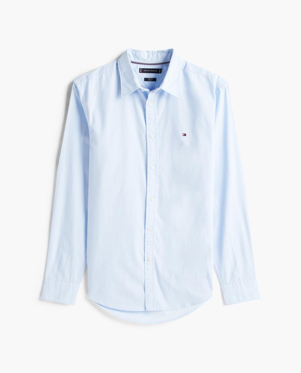 Camisa de Popelina Lisa Azul-claro-4