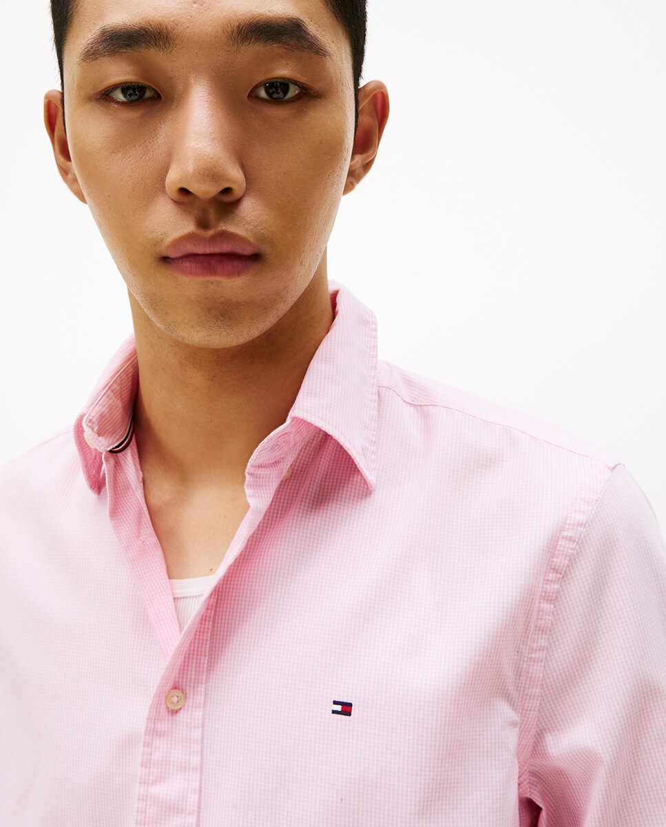 Camisa Estampada de Popelina Rosa-3