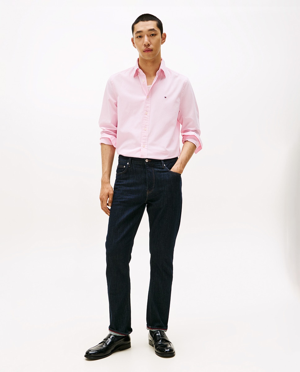 Camisa Estampada de Popelina Rosa-5