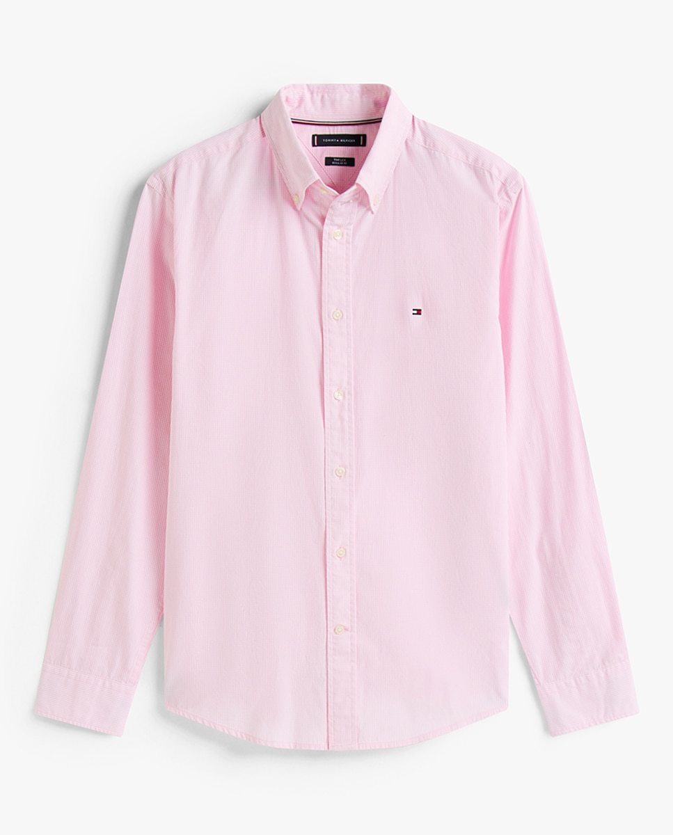 Camisa Estampada de Popelina Rosa-4