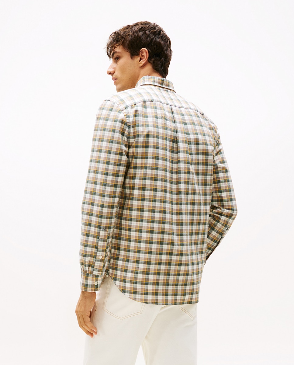 Camisa Oxford Estampada Bege-2