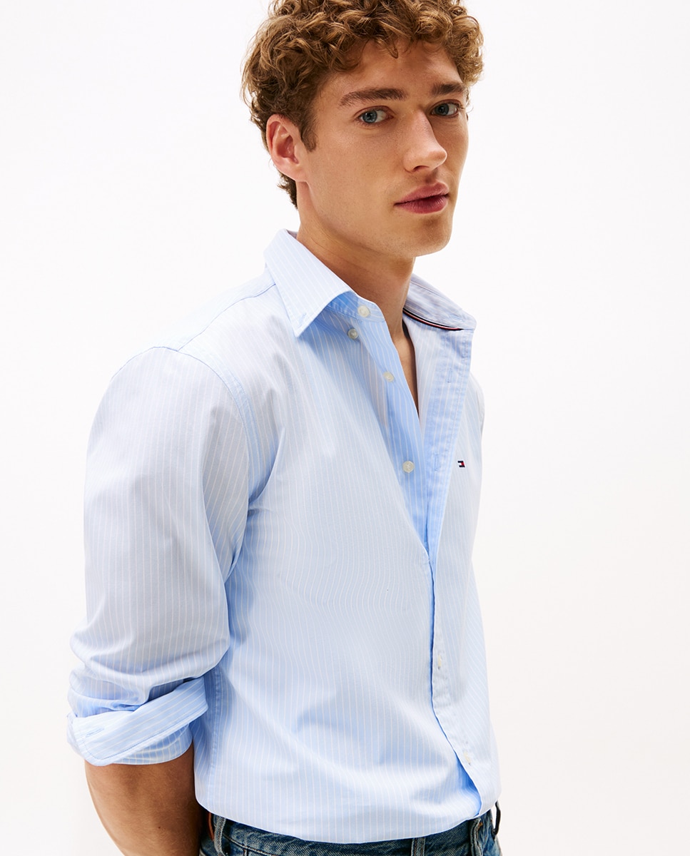 Camisa Estampada de Popelina Azul-3