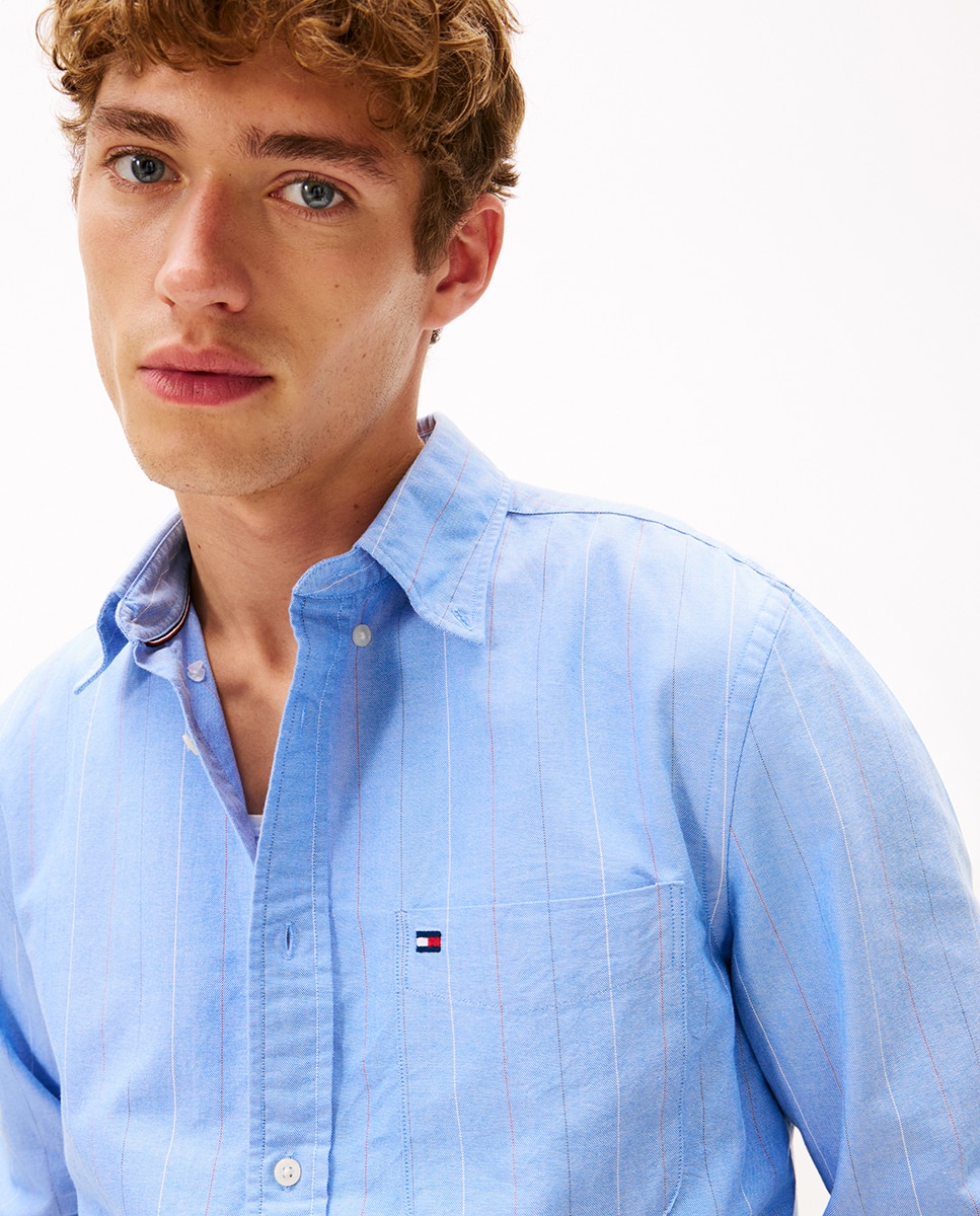 Camisa Oxford Estampada Azul-claro-3