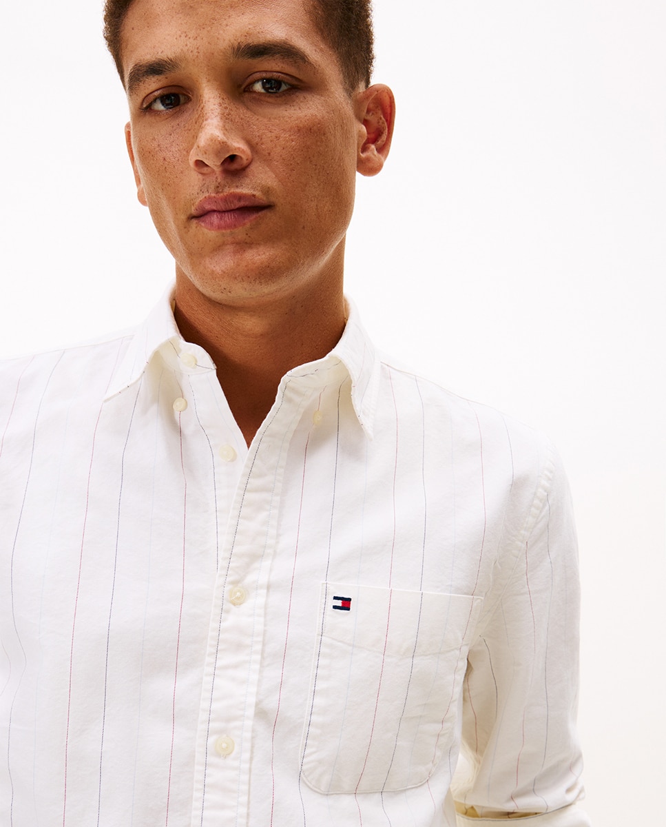 Camisa Oxford Estampada Branco-3