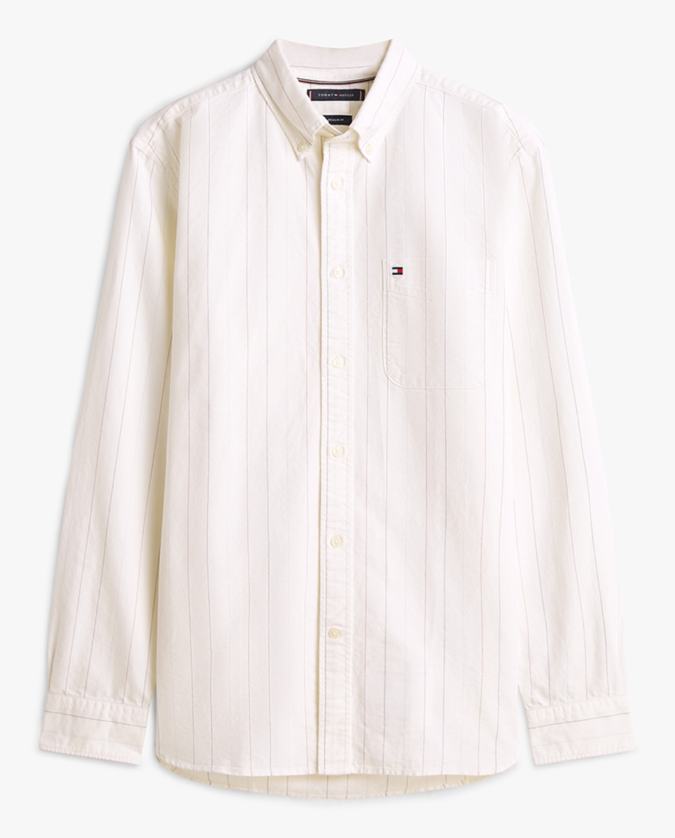 Camisa Oxford Estampada Branco-4