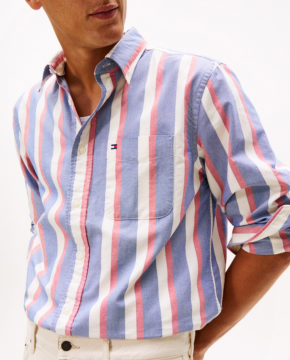 Camisa Oxford Estampada Azul-3