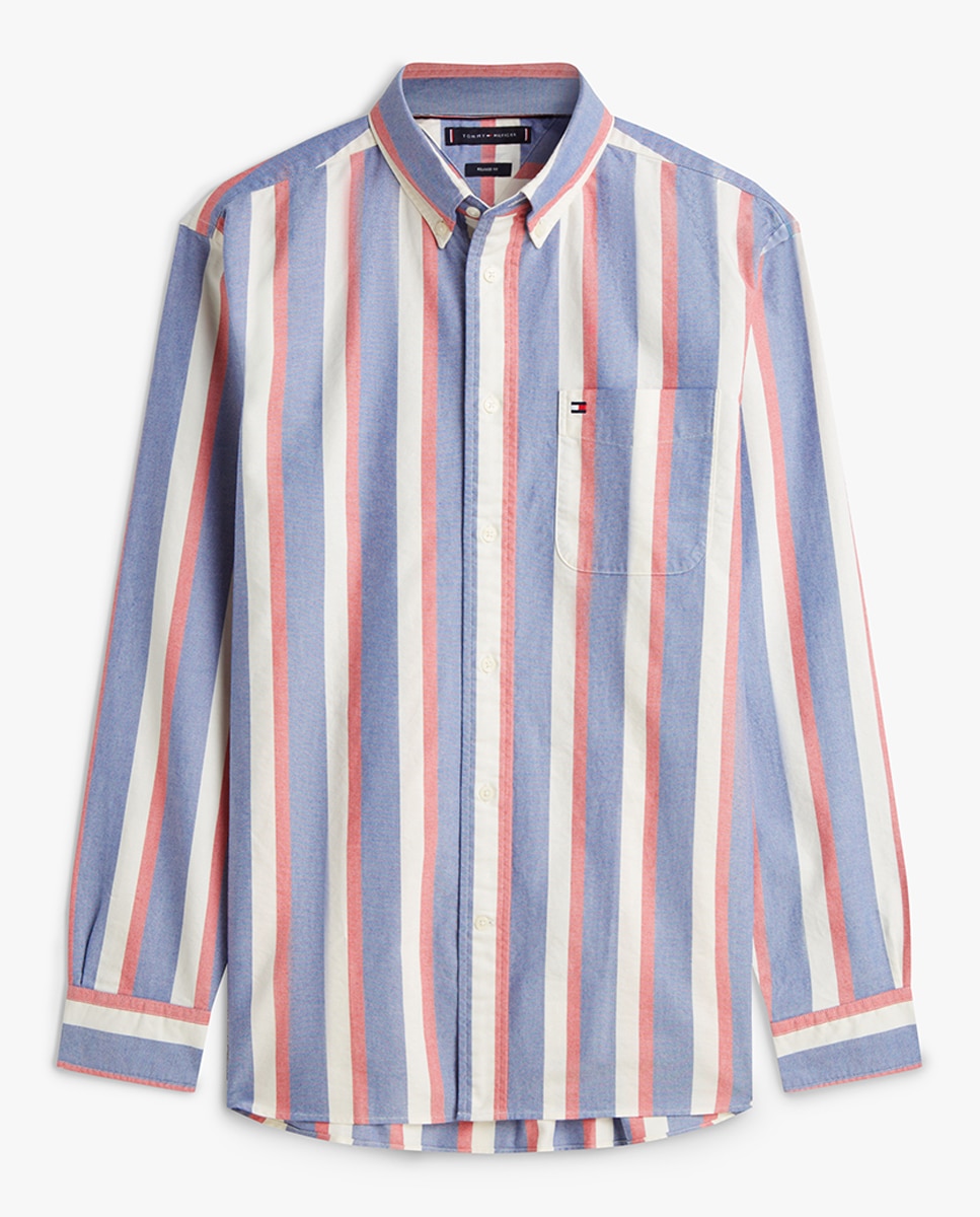Camisa Oxford Estampada Azul-4