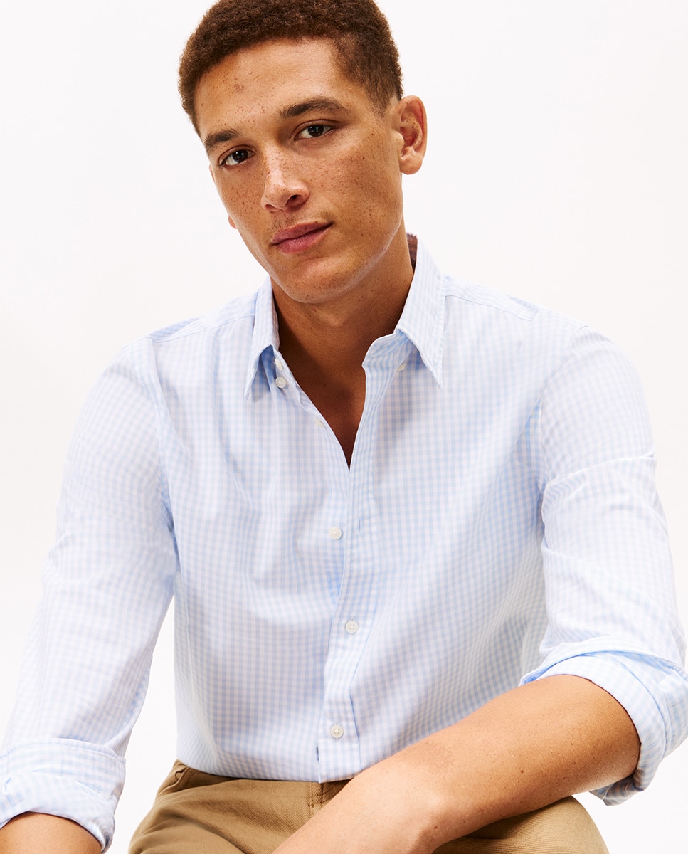 Camisa Estampada de Popelina Azul-claro-3
