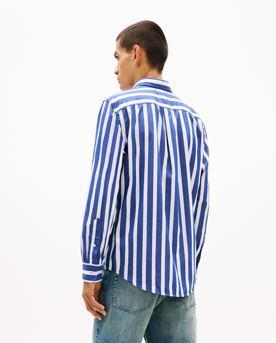 Camisa Estampada de Popelina Azul-2