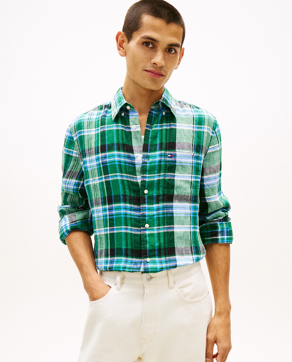 Imagem 0 de Camisa de Linho Estampada com Manga Comprida