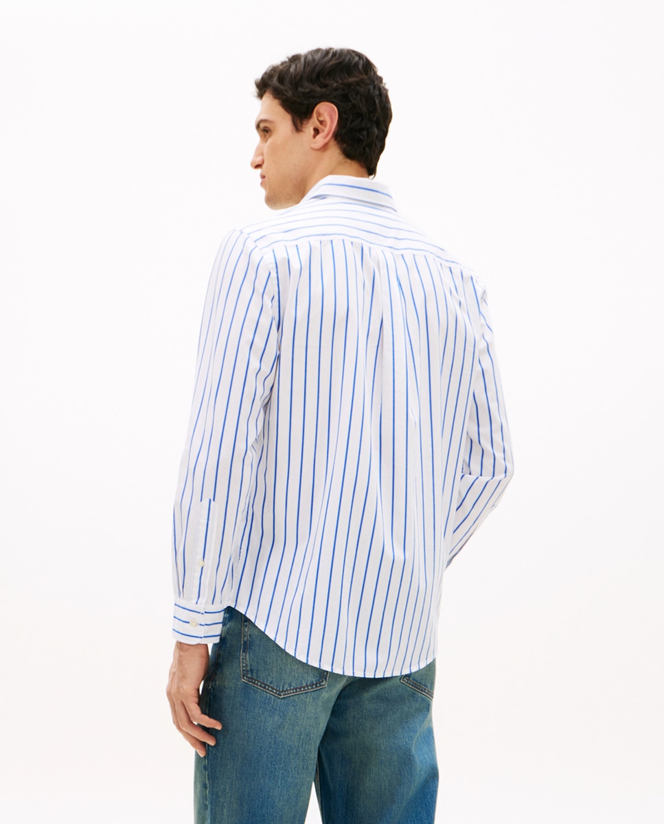 Camisa Estampada de Popelina com Manga Comprida Branco-2