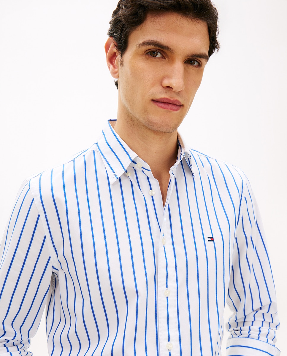 Camisa Estampada de Popelina com Manga Comprida Branco-3