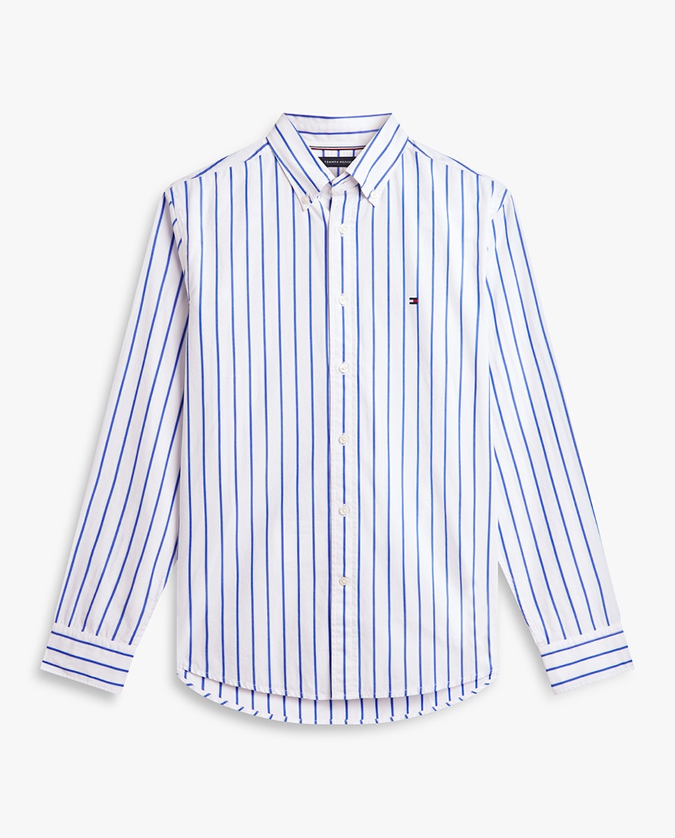 Camisa Estampada de Popelina com Manga Comprida Branco-4