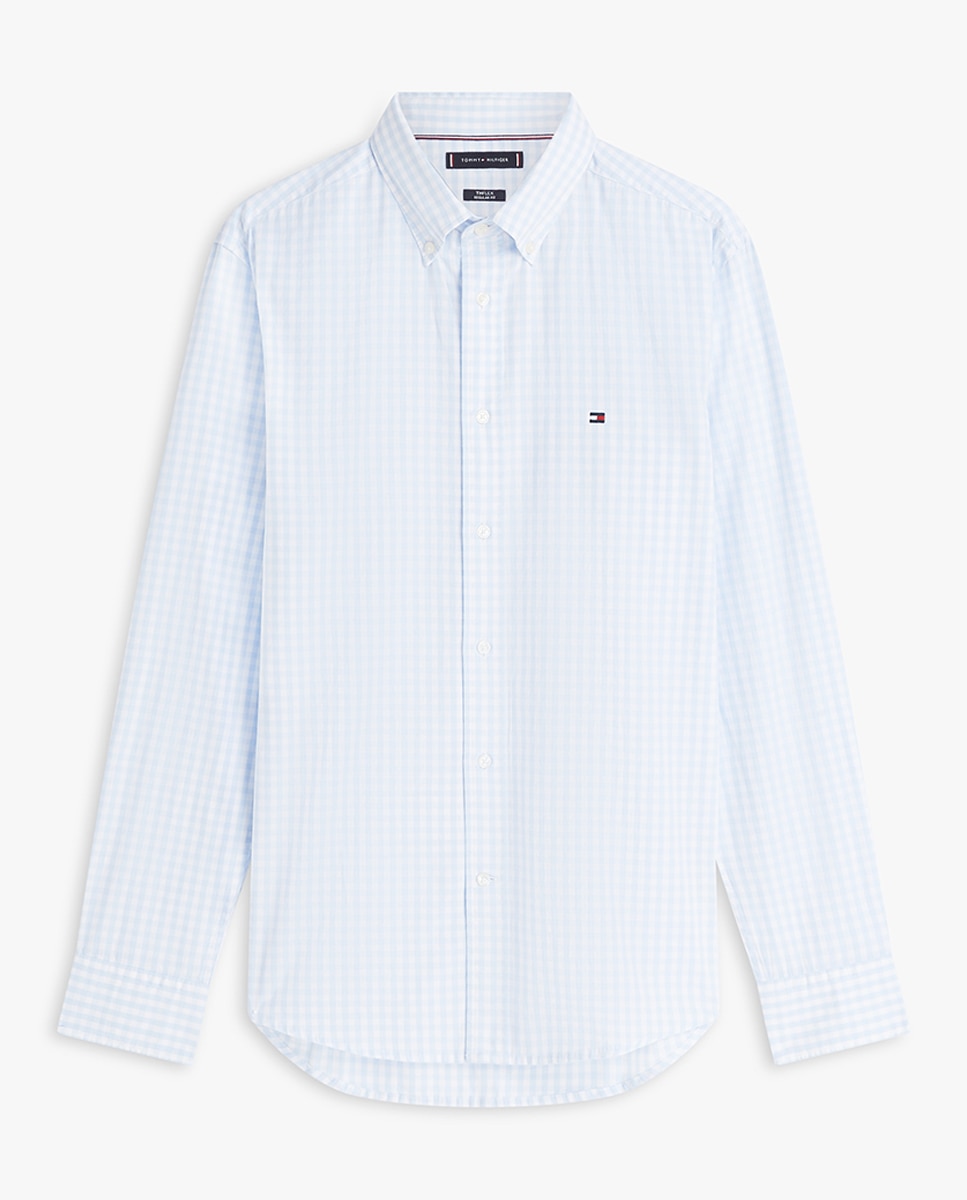 Camisa Estampada de Popelina com Manga Comprida Azul-claro-4
