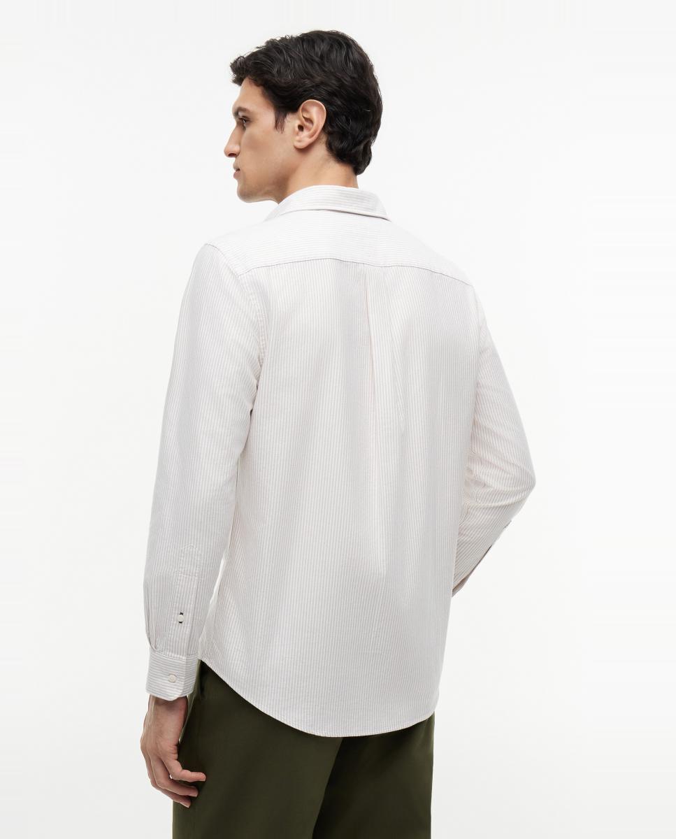 Camisa Oxford com Estampado Bege-2