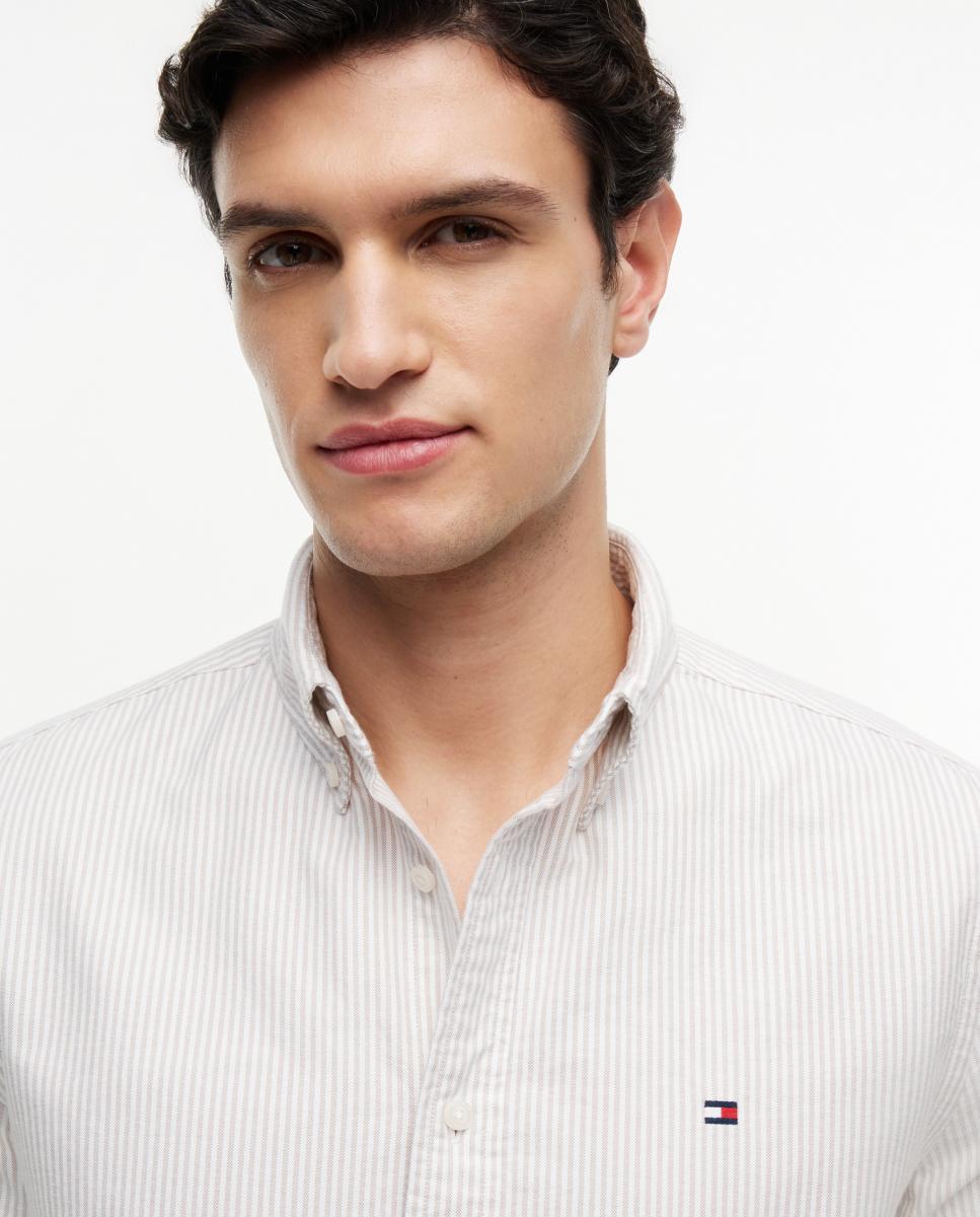 Camisa Oxford com Estampado Bege-3