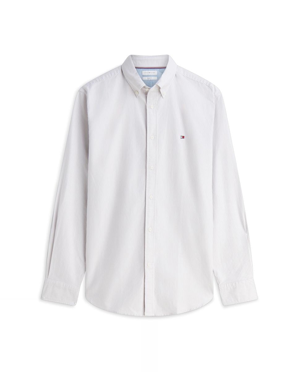 Camisa Oxford com Estampado Bege-4