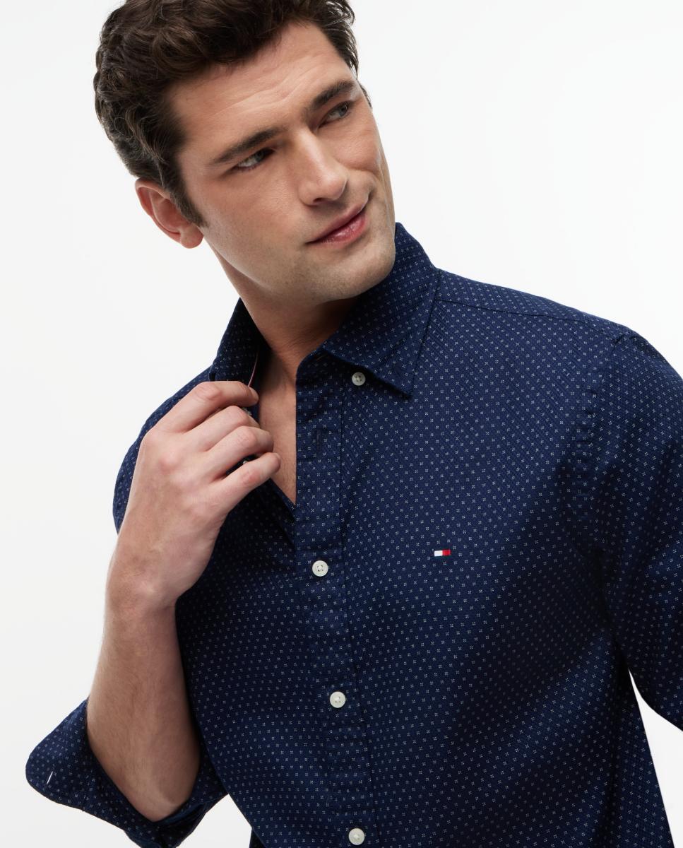 Camisa de caballero en popelín estampado - Tommy Hilfiger - Azul marino Azul marino-3