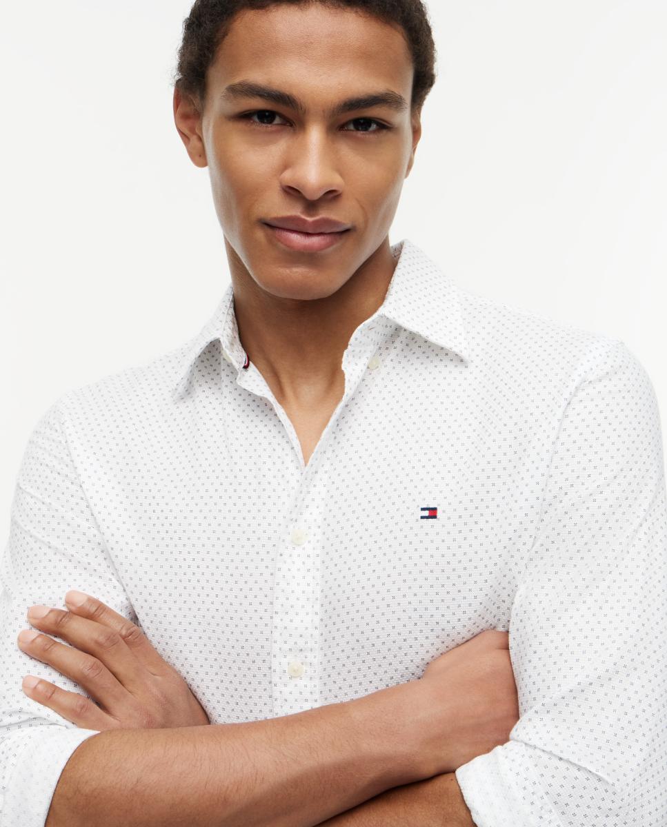 Camisa de Popelina com Estampado Branco-3