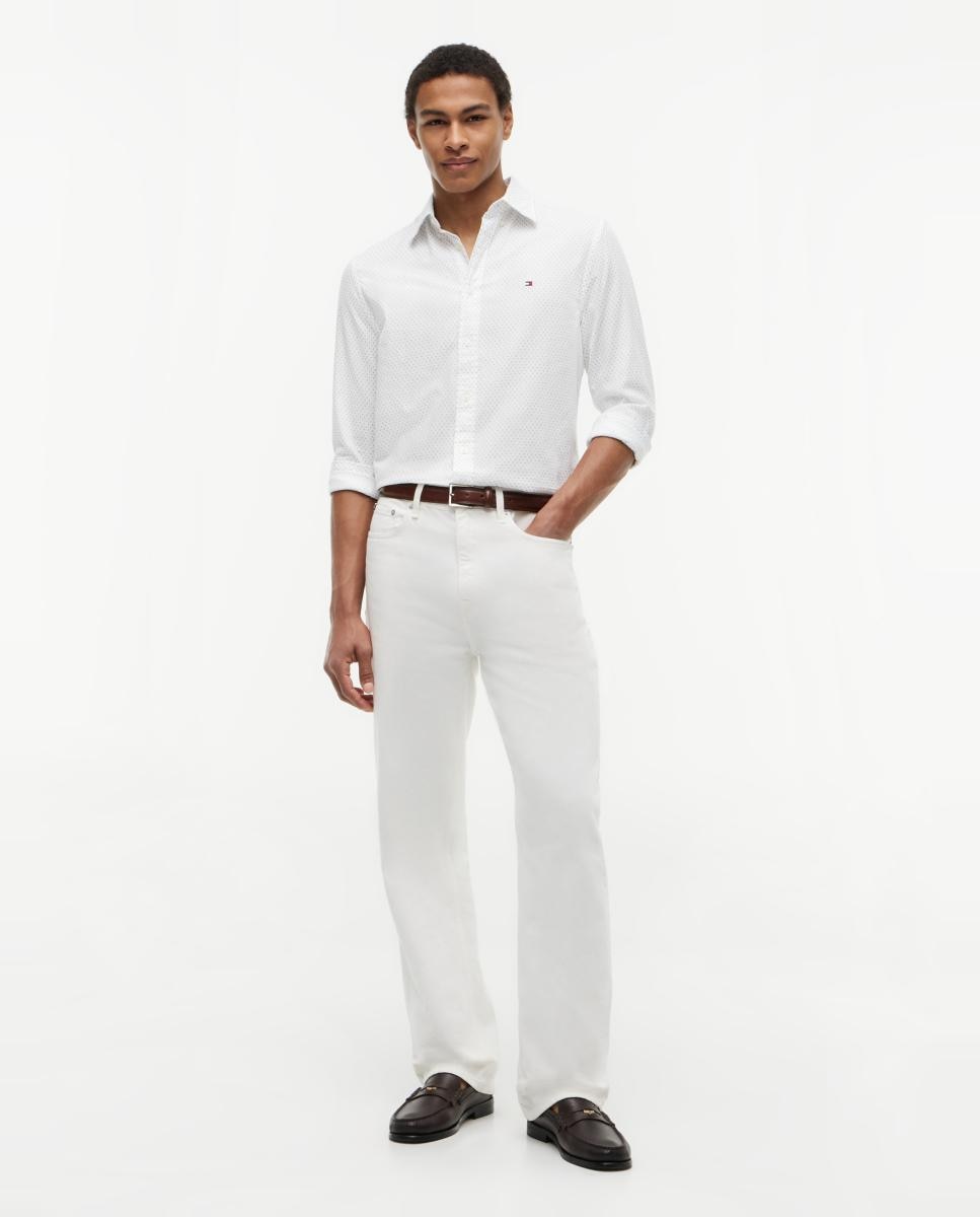 Camisa de Popelina com Estampado Branco-7