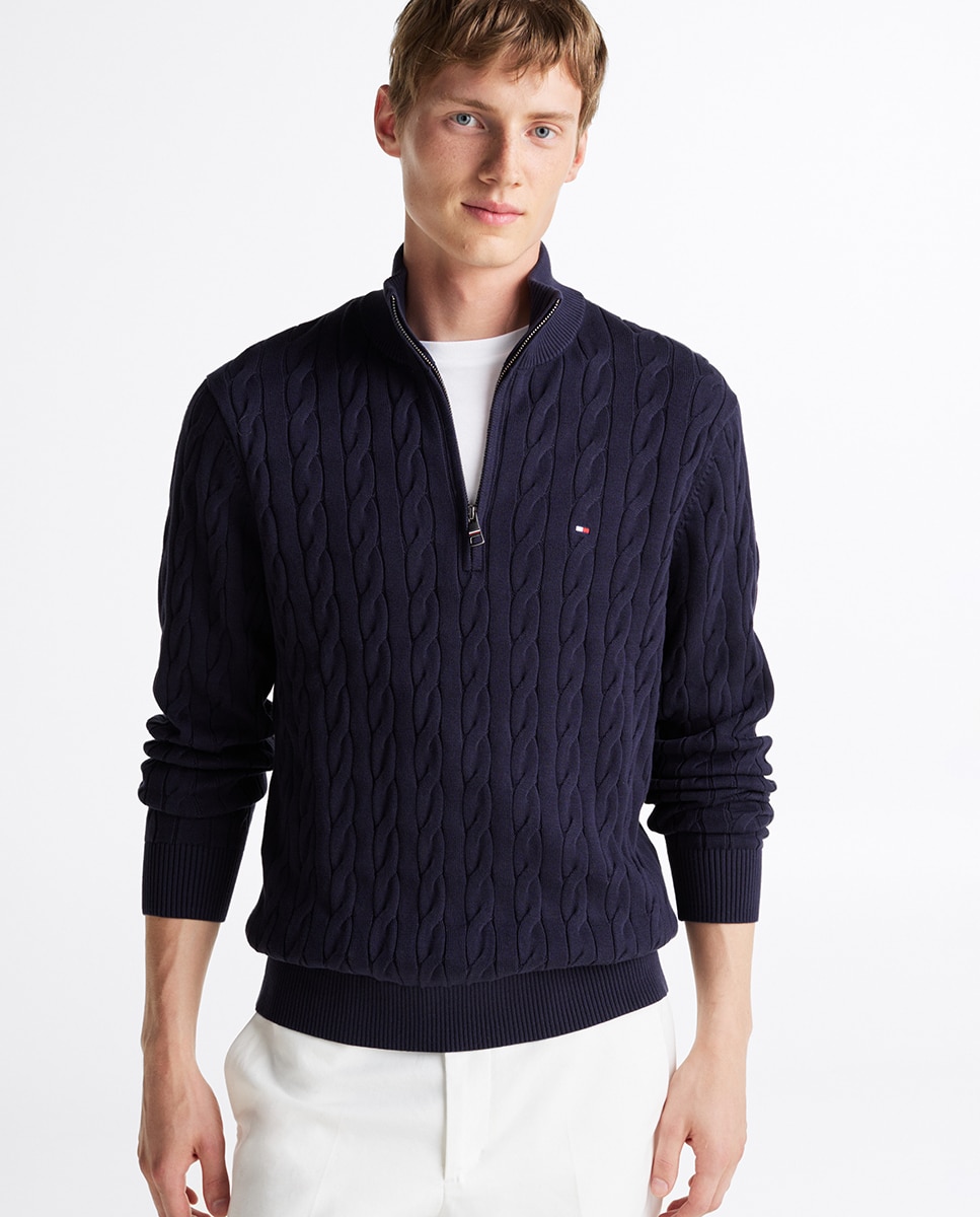Jersey de hombre de ochos con cierre de media cremallera · Tommy