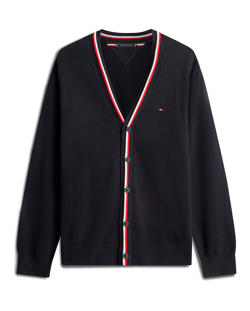 Cardigan Liso com Detalhe da Marca Azul-marinho-4