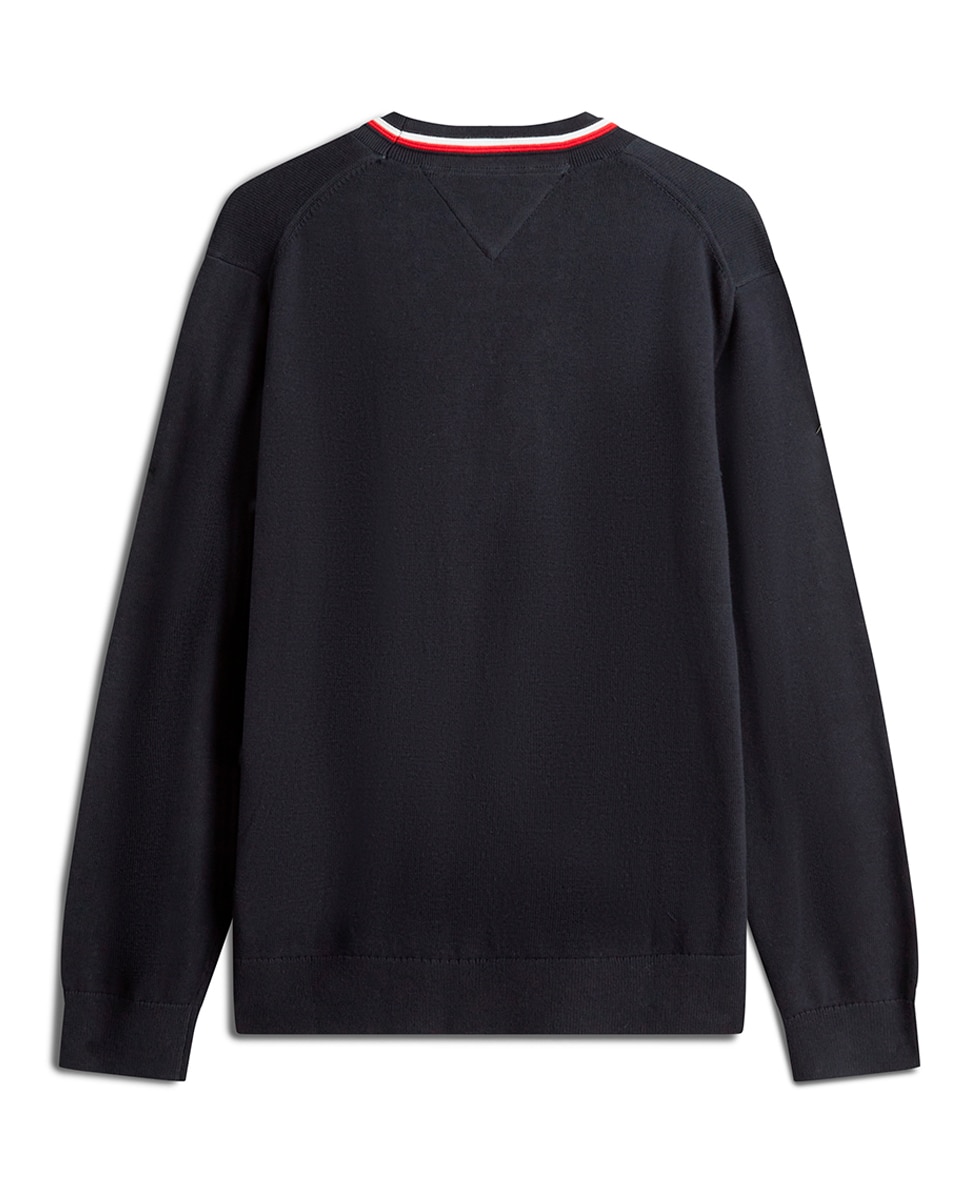 Cardigan Liso com Detalhe da Marca Azul-marinho-5
