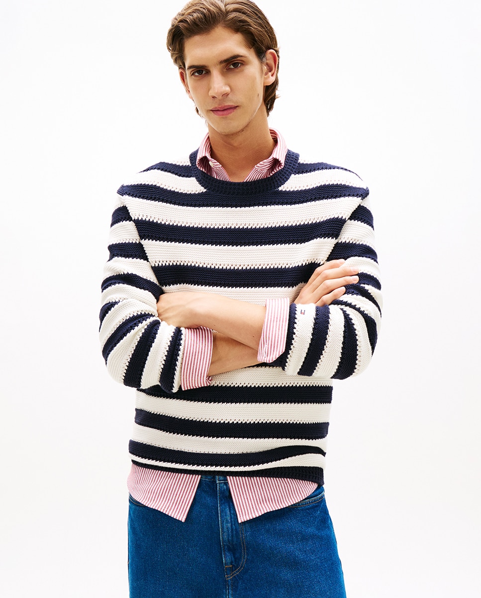 Camisola de Malha Estampada com Gola Redonda Multicolor-1