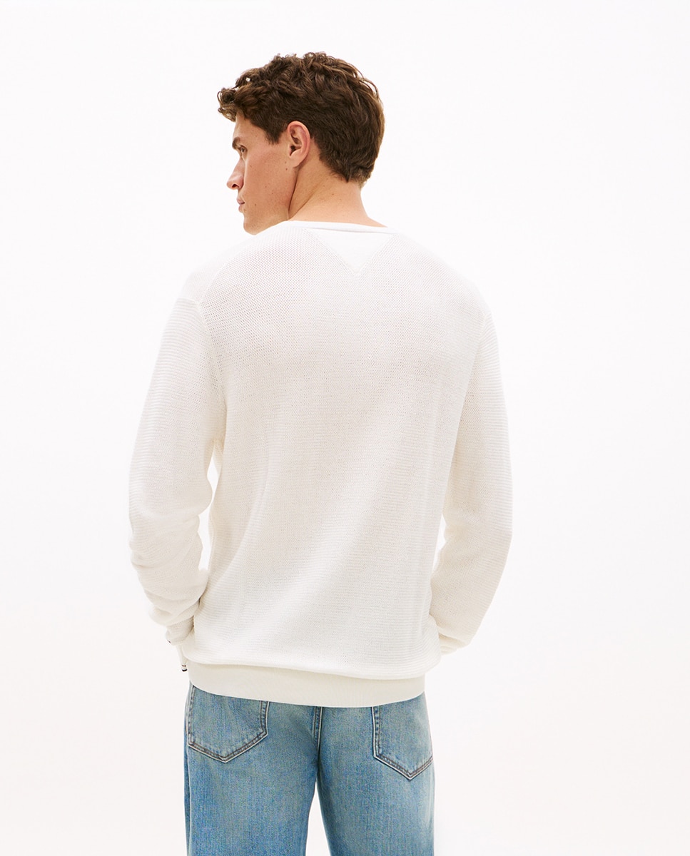Camisola de Malha Lisa com Estrutura Branco-2