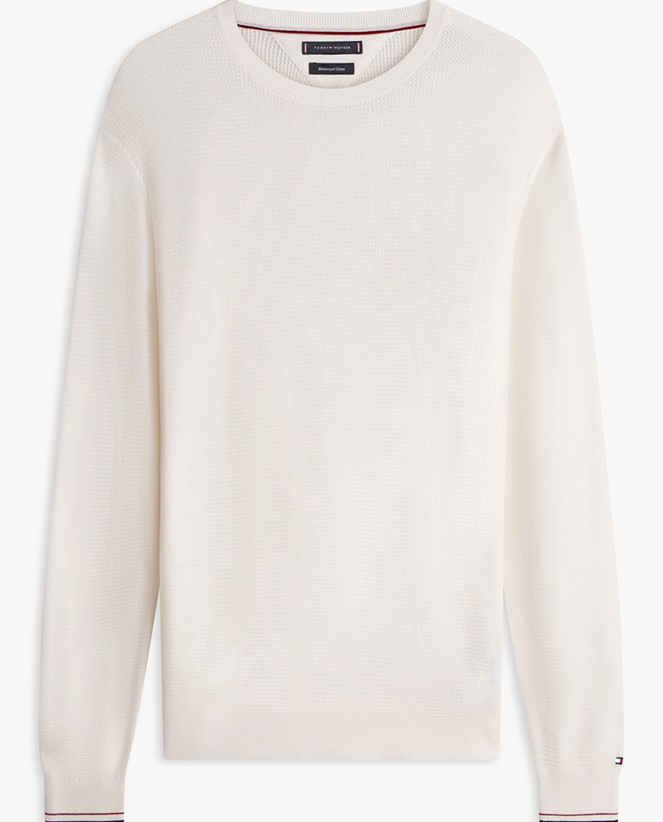 Camisola de Malha Lisa com Estrutura Branco-4