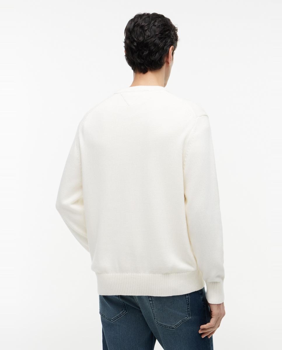 Camisola de Malha de Algodão com Bandeira XL Bordada Branco-marfim-2