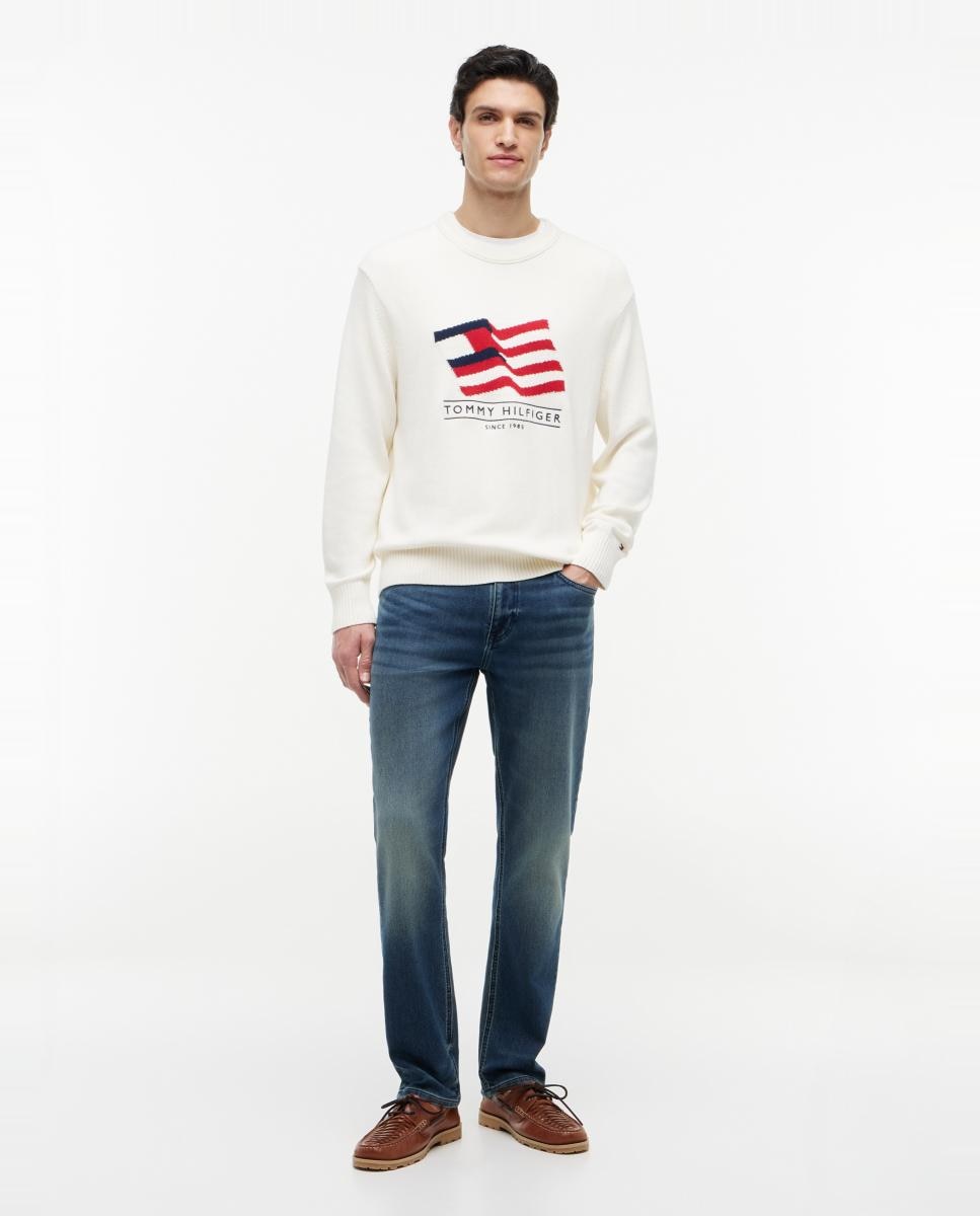 Camisola de Malha de Algodão com Bandeira XL Bordada Branco-marfim-7