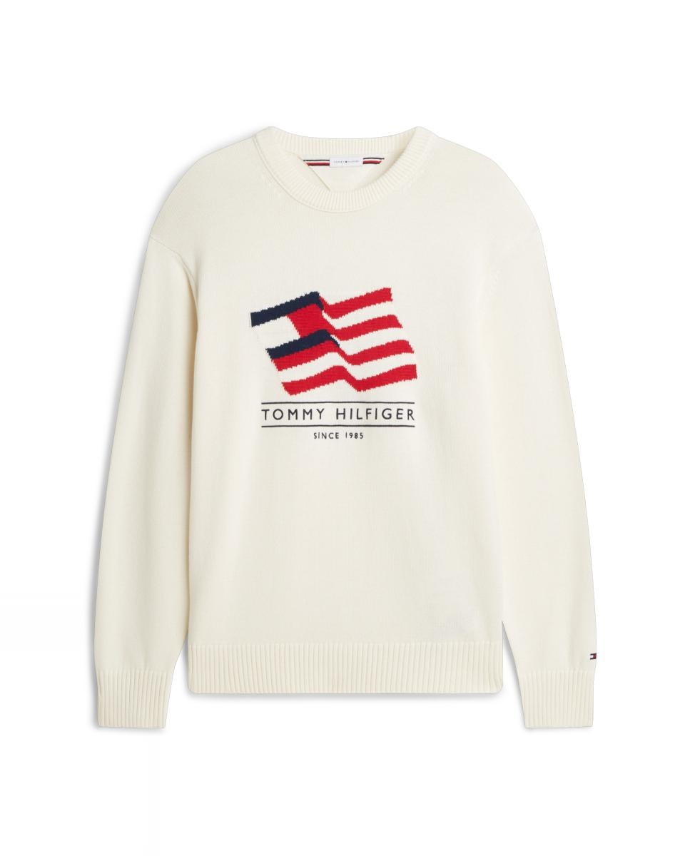 Camisola de Malha de Algodão com Bandeira XL Bordada Branco-marfim-4