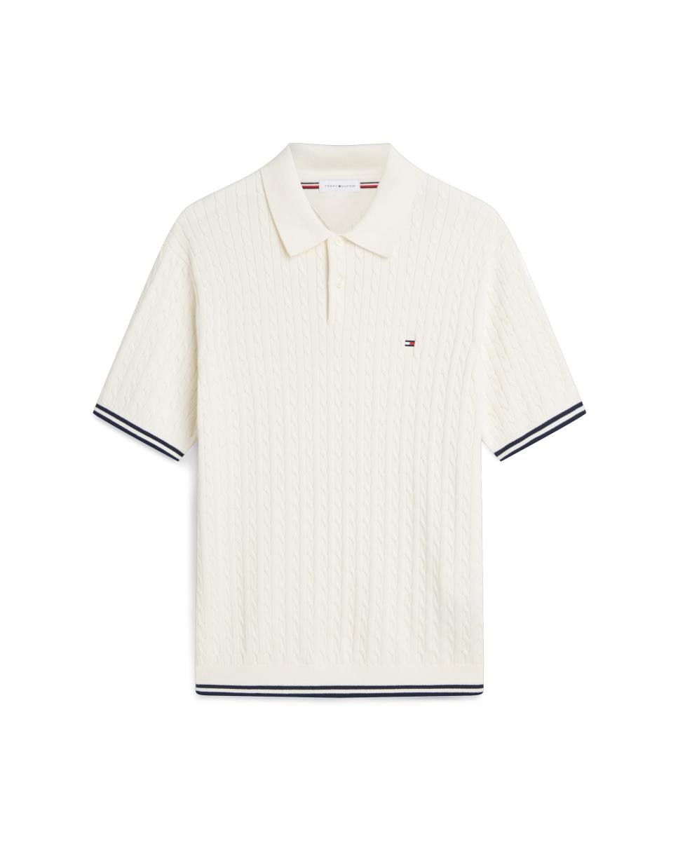 Polo de Malha com Manga Curta Branco-marfim-5