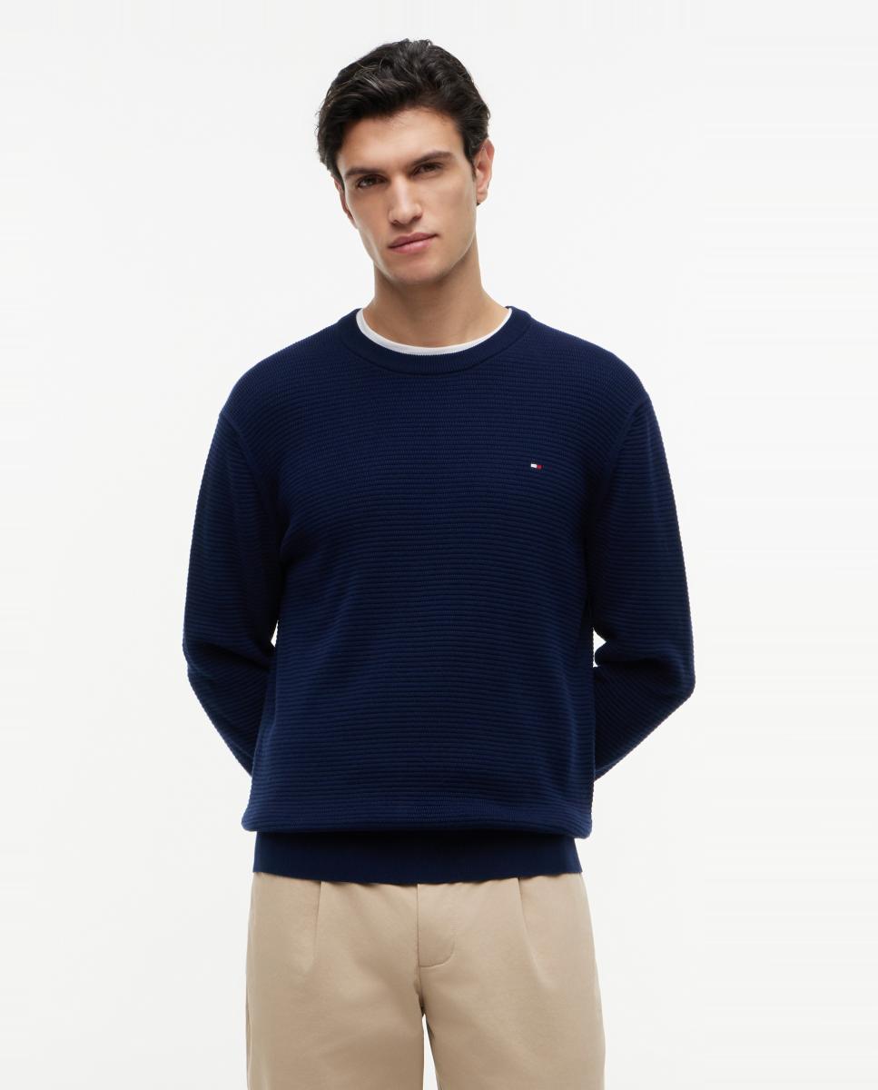Jerséi de caballero en estructura manga larga - Tommy Hilfiger - Azul marino Azul marino-1