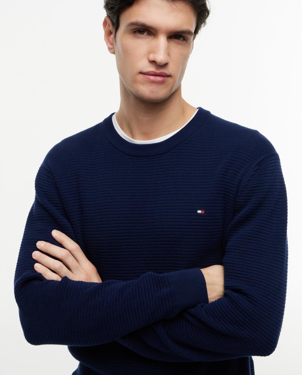 Jerséi de caballero en estructura manga larga - Tommy Hilfiger - Azul marino Azul marino-3