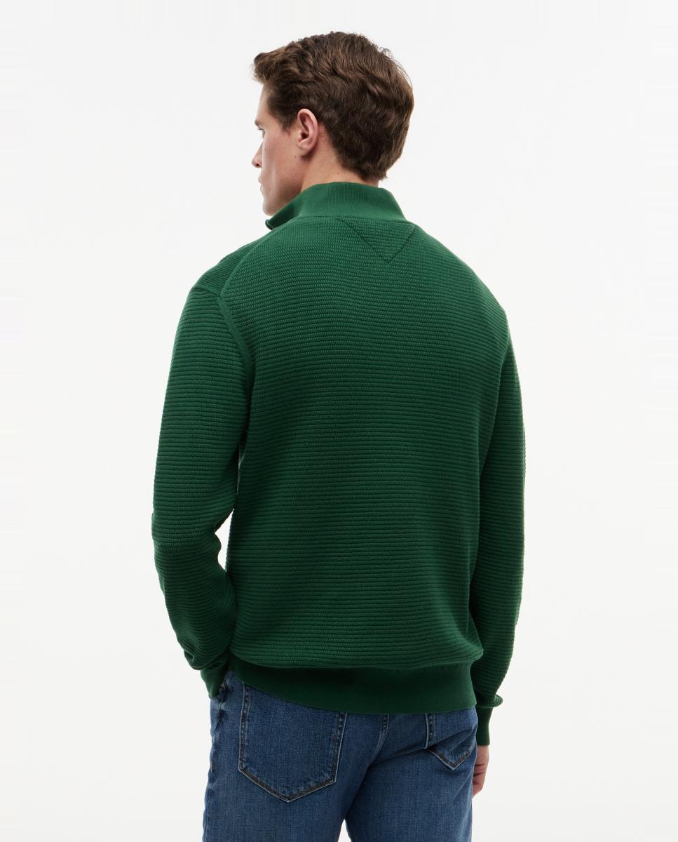 Imagen 2 de Jerséi liso de caballero en estructura con media cremallera - Tommy Hilfiger - Verde oscuro Verde oscuro