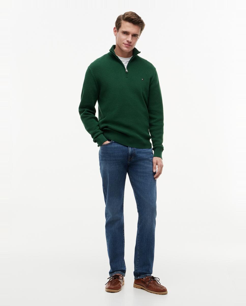 Imagen 7 de Jerséi liso de caballero en estructura con media cremallera - Tommy Hilfiger - Verde oscuro Verde oscuro