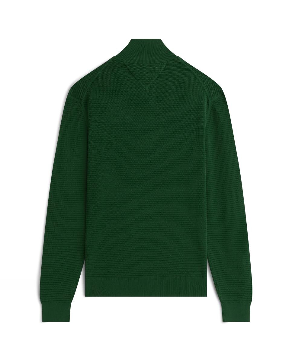 Imagen 5 de Jerséi liso de caballero en estructura con media cremallera - Tommy Hilfiger - Verde oscuro Verde oscuro