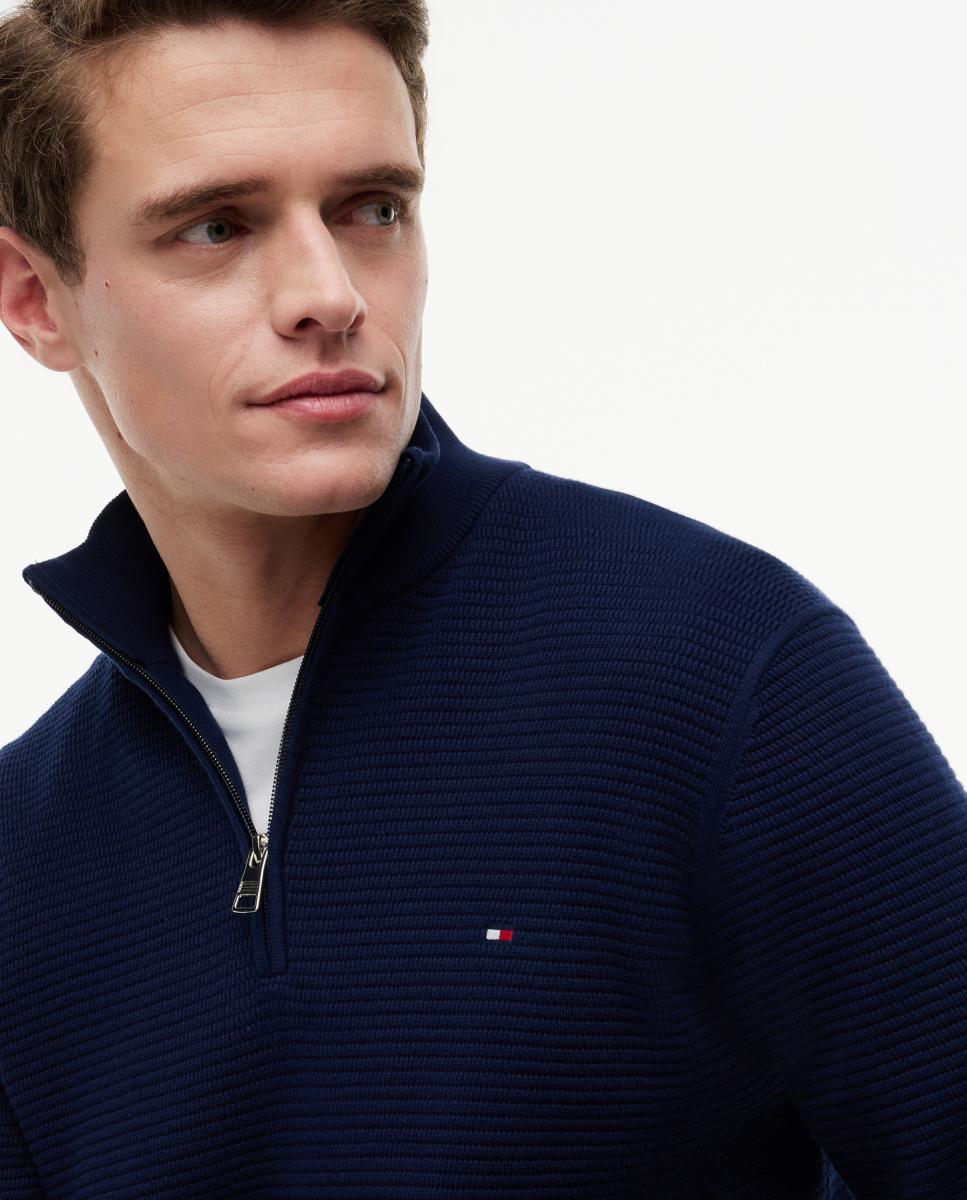 Imagen 2 de Jerséi liso de caballero en estructura con media cremallera - Tommy Hilfiger - Azul marino Azul marino