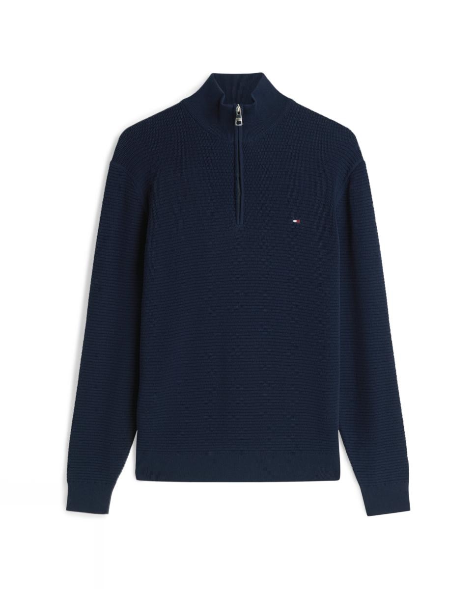 Imagen 5 de Jerséi liso de caballero en estructura con media cremallera - Tommy Hilfiger - Azul marino Azul marino
