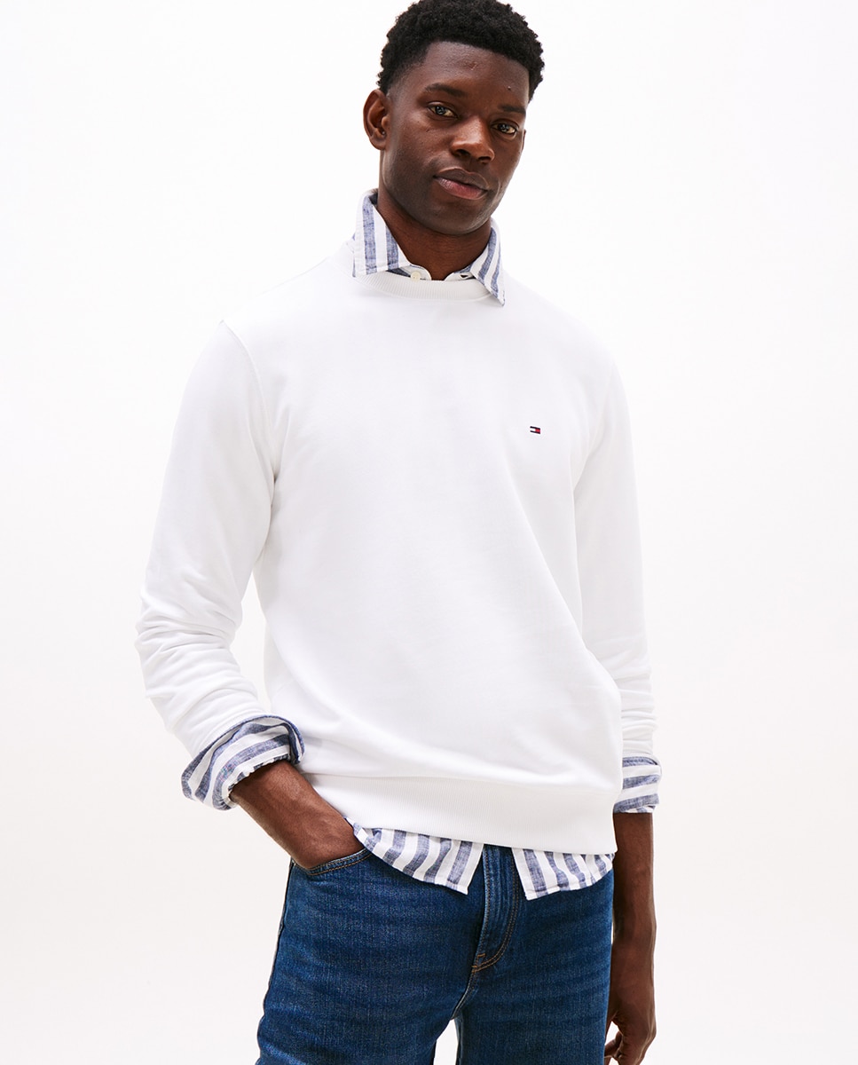 Sudadera de hombre essential sin capucha - Tommy Hilfiger - Blanco Blanco-1