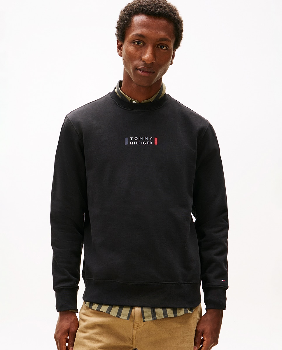 Sudadera de caballero sin capucha y sin cremallera - Tommy Hilfiger - Negro Negro-1