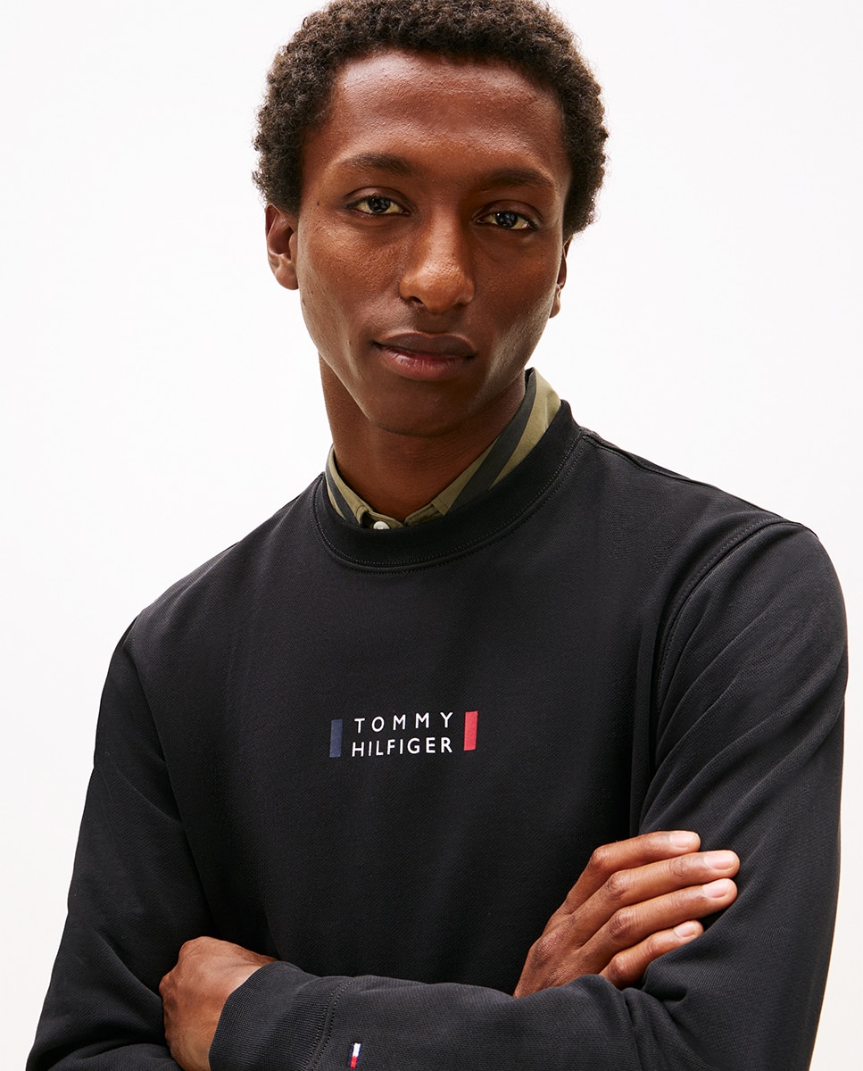 Sudadera de caballero sin capucha y sin cremallera - Tommy Hilfiger - Negro Negro-3