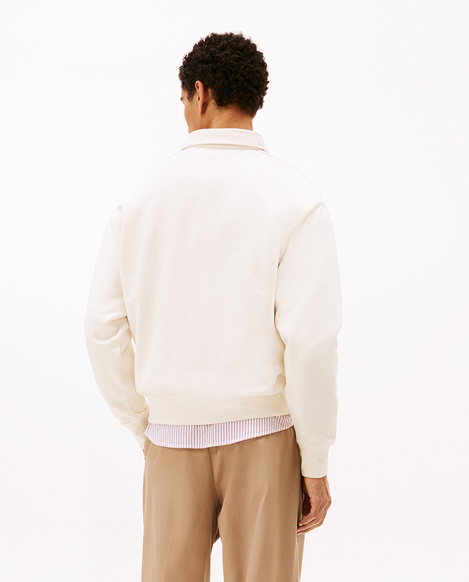 Sweatshirt Tipo Polo Estampada Branco-2