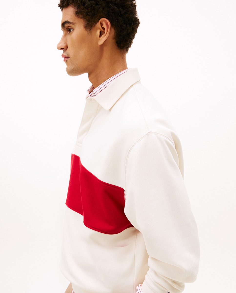 Sweatshirt Tipo Polo Estampada Branco-3