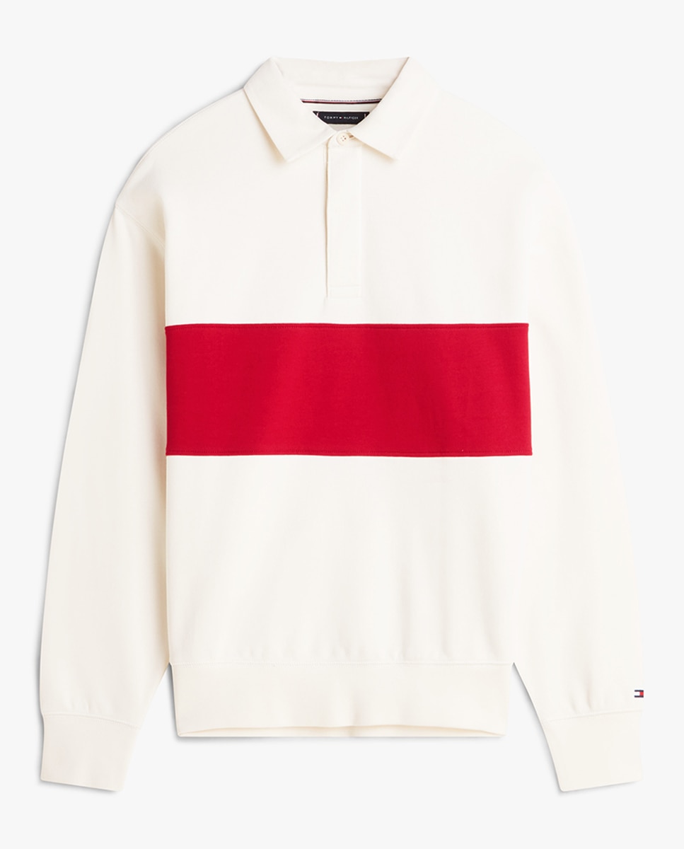 Sweatshirt Tipo Polo Estampada Branco-4