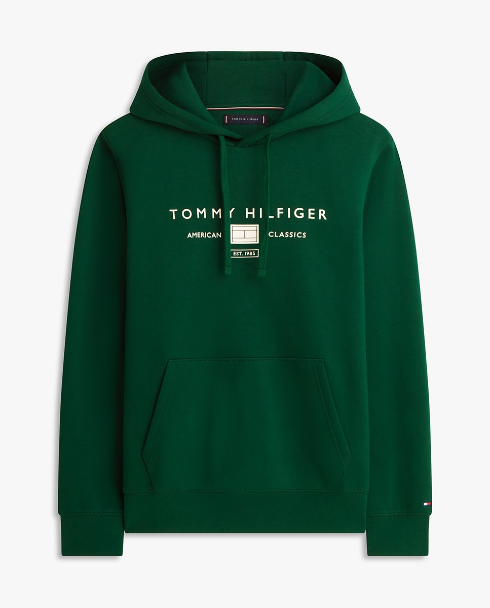 Sweatshirt com Capuz e sem Fecho de Correr Verde-escuro-4